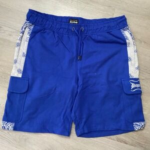 Dogg Supply Cargo Shorts Men XL Blue Paisley Side Stripe Snoop Dogg